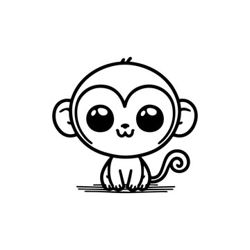 Monkey Hand draw Cute Animal Icon