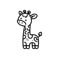 Giraffe Hand draw Cute Animal Icon