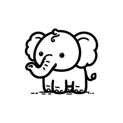Elephant Hand draw Cute Animal Icon