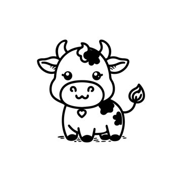 Cow Hand draw Cute Animal Icon