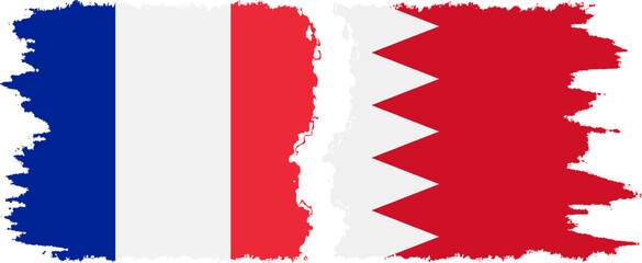 Bahrain and France grunge flags connection vector