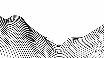 Black linear wave on white background 