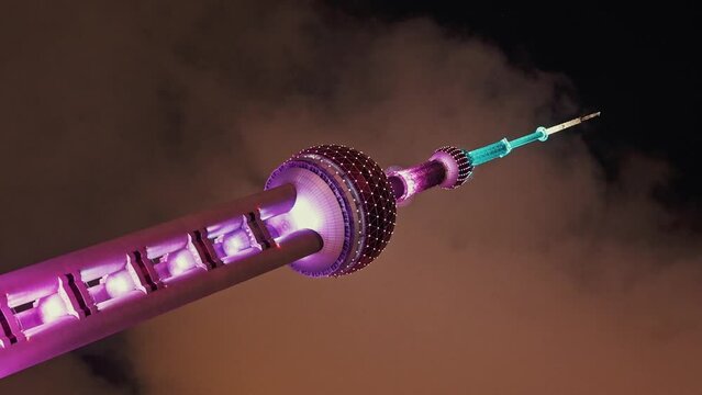 Close-up view of Oriental Pearl tower