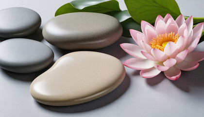 Serenity stones enhance a field of lotus blossoms