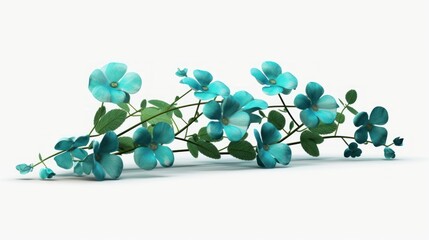 bush of delicate turquoise flowers, Branch of lilac flowers isolated on a white background with clipping path.