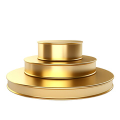 Gold podiums for product display on white or transparent background