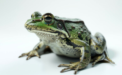Green Frog  on white background.
