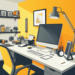 graphic designer workplace with computer