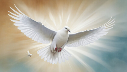 Obraz premium Majestic Dove Soaring Above the Planet