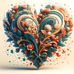Heart shape design with 3d render and beautiful effect