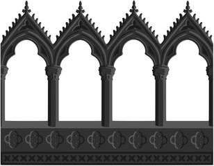 Fototapeta premium Gothic decorated arcade stylized drawing. Stone ornamented triforium illustration.