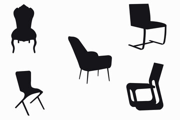 Chair black Silhouettes, art vector design