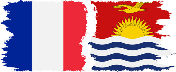 Kiribati and France grunge flags connection vector