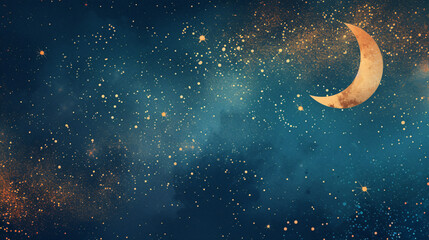 Obraz na płótnie Canvas Moon and stars ramadan background with copy space.