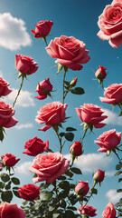 Fototapeta premium Pink and white tulips bloom in a garden filled with love and beauty, surrounded by nature's vibrant colors