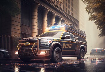 Police pick-up Truck Vehicle, Lightning electric. Police Responder OPP HSD. FBI pickup undercover police car NYPD, New York Special Transport Vehicle, Expedition SSV. Ai Generative. Generative AI