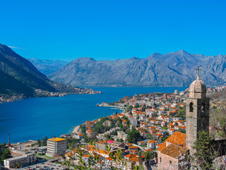 Fototapeta na wymiar Church over the city of Kotor.
