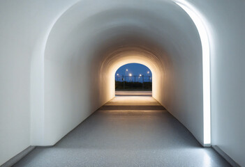 Contemporary bright tunnel guiding towards the light