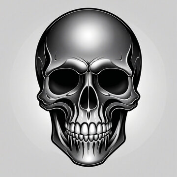 vector skull icon svg illustration, black border