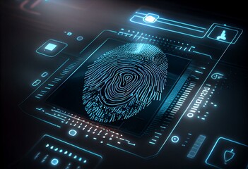 business touch scan fingerprint with virtual global and cyber security login user identification information security and encryptionsecure access users personal information secure. Generative AI