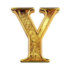 Y in the style of Gold shiny and luxurious, PNG image, transparent background.