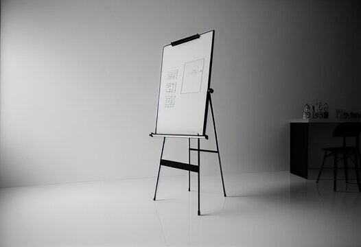 Empty Training Flipchart Over A White Background - Coaching. Generative AI