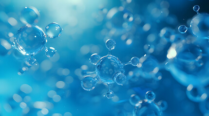 3D blue molecule structure Background