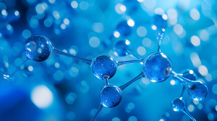 3D blue molecule structure Background