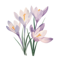 クロッカスの水彩イラスト、植物