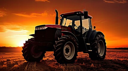 Obraz premium rural farm tractor silhouette