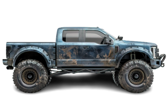 side view of monster truck isolated on transparent background ,generative ai