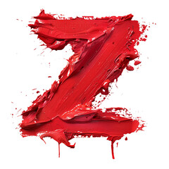 Z in the style of red paint smooth and red, PNG image, transparent background.