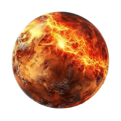 A fantasy fire planet isolated on transparent background.