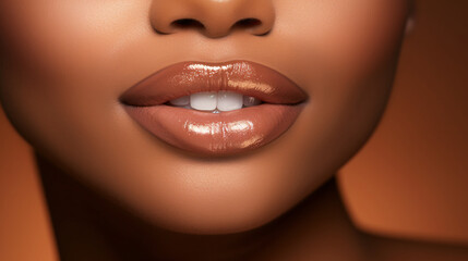 Close up of a beautiful woman's lips. Beauty, fashion.