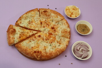 pizza with cheese and bacon