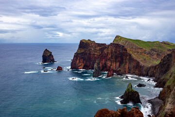 Rocky coast from viewpoint - Ponta do Rosto - Madeira, Portugal