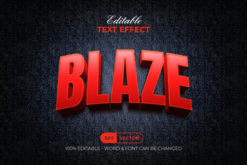 Red 3D Text Effect Blaze Curved Style. Editable Text Effect Fabric Background Template.