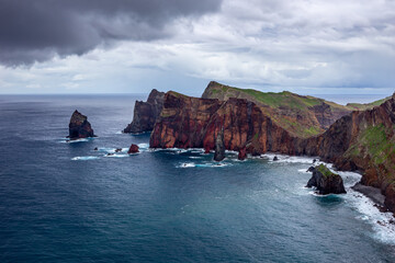 Rocky coast from viewpoint - Ponta do Rosto - Madeira, Portugal