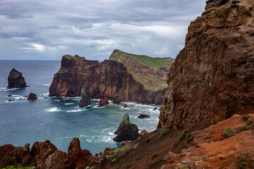 Rocky coast from viewpoint - Ponta do Rosto - Madeira, Portugal