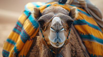  Camel in the Sahara desert .