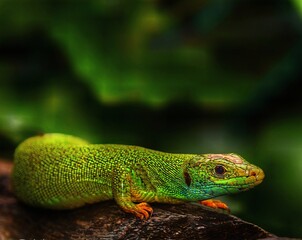 green lizard on a tree