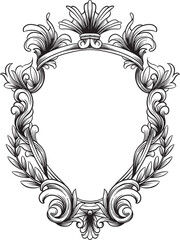 Frame Heraldic vintage hand drawing engraving style 8