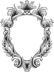 Frame Heraldic vintage hand drawing engraving style 8