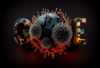 covid and gdp, pictured by word gdp and viruses to symbolize that gdp is related to corona pandemic and that epidemic affects gdp a lot, 3d illustration. Generative AI