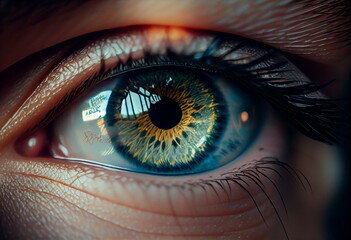 Astigmatism, a common eye defect. Generative AI - obrazy, fototapety, plakaty
