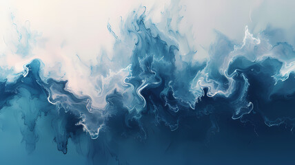 Abstract Blue Watercolor Waves Artwork