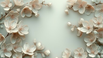 Fototapeta na wymiar Beautiful springtime background with a frame of flowers. Spring time concept.