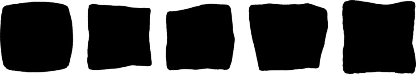 Abstract frames with textured grunge jagged edges. Black piece cut out for collage, text box, sticker. Isolated torn paper set. Ripped shape silhouettes collection.