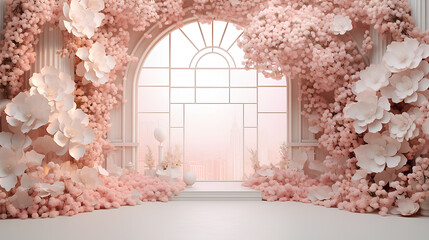 Wedding backdrop with flower and wedding decoration.