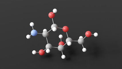 d-galactosamine molecular structure, toxin, ball and stick 3d model, structural chemical formula with colored atoms